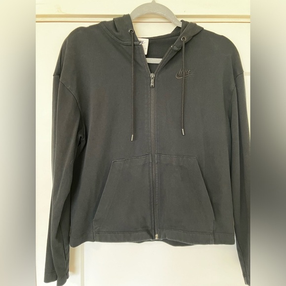 Nike Tops - Nike Women's Black Full Zip Boxy Wide Sleeve Hoodie Sweatshirt Size XSmall